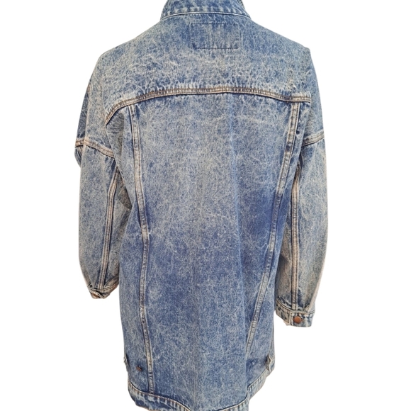 Tango Vintage Style Washed Denim Jacket Or Dress Marble Acid Wash Coat Unisex - Picture 8 of 13